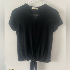 Jolie Front Tie Black T-shirt